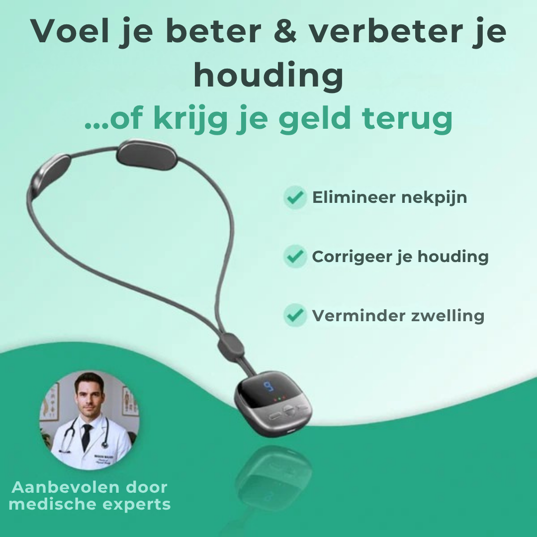 Vitalora NeckRestore™ | Slimme EMS Nekmassager voor Nekbult & Chronische Nekpijn